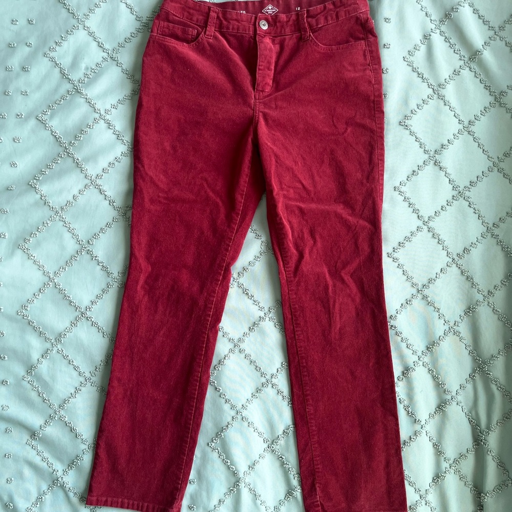 St John’s Bay Deep Red Straight Leg Corduroy Pants - Picture 3 of 7